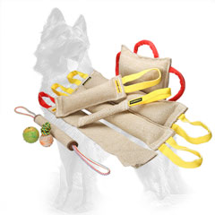 Training Jute German-Shepherd Set of 6 Bite Tugs with 3 Gift-Items