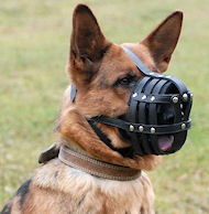 Ventilation leather dog muzzle for German Shepherd