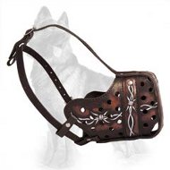 Artistic Painted Leather Muzzle for German Shepherd