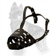 Walking Leather Dog Muzzle for German Shepherd