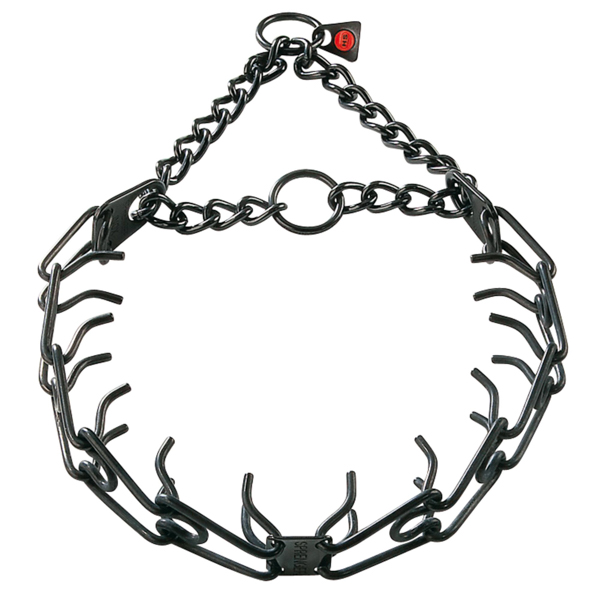 Pinch collar of strong black stainless steel for ill behaved dogs