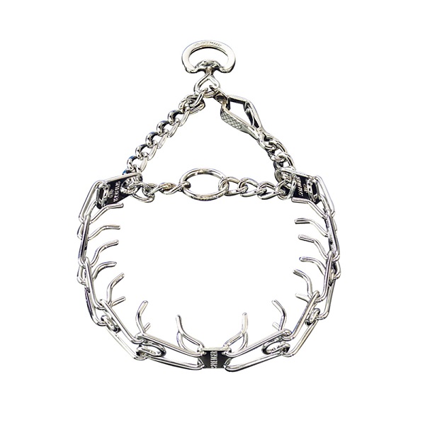 Dog prong collar with swivel and small quick release snap hook Herm Sprenger