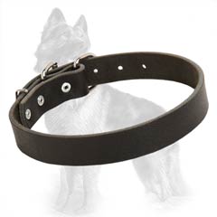 Genuine Leather German-Shepherd Breed Collar With  Nickel Plated Hardware