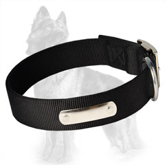 Reliable Nylon German-Shepherd Dog Collar With Riveted  Name Tag Plate