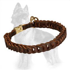 German-Shepherd Choke Dog Collar with Rings and Buckle  Reliably Stitched to the Strap