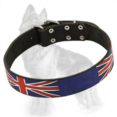 Leather German-Shepherd Collar Painted with British Flag