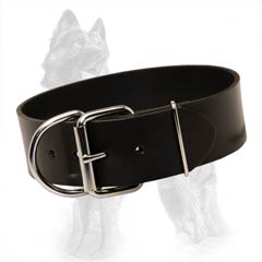 Reliable German-Shepherd Dog Collar Made Of Genuine  Leather And Equipped With Nickel Fittings