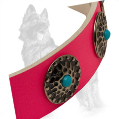 German-Shepherd Pink Leather Dog Collar Colored with  Non-Toxic Paints