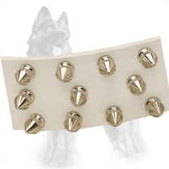 German-Shepherd White Leather Dog Collar Elegant  Design