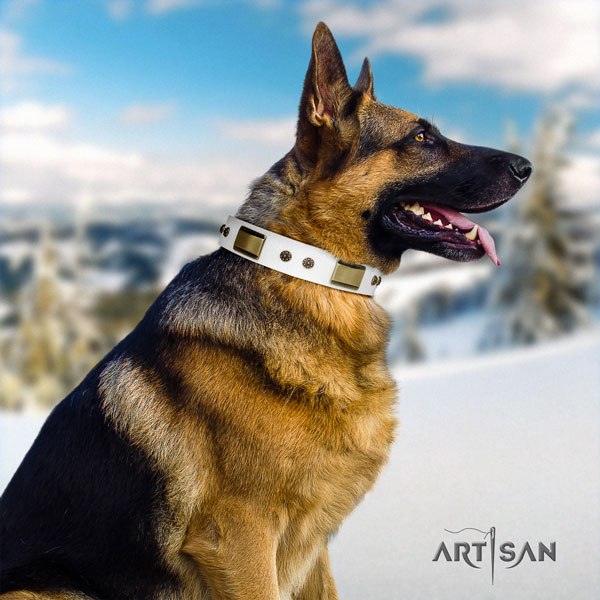 German-Shepherd handcrafted collar with fashionable adornments for your canine
