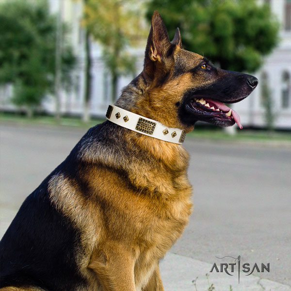 German-Shepherd handmade collar with awesome adornments for your doggie