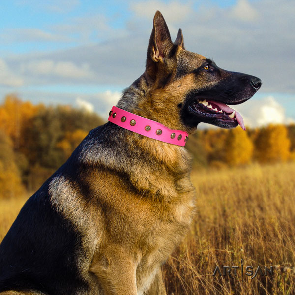 German-Shepherd easy adjustable collar with stylish design adornments for your pet
