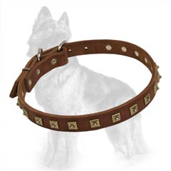 German-Shepherd Brass Studded Collar