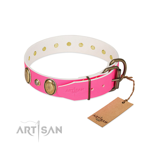 Easy wearing top rate full grain genuine leather dog collar