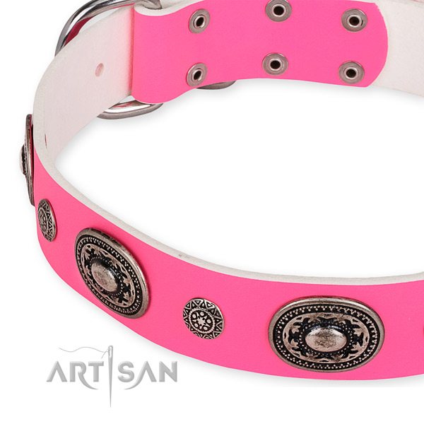 Flexible genuine leather dog collar handmade for your lovely four-legged friend