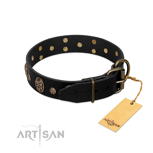 Durable studs on full grain genuine leather dog collar for your four-legged friend