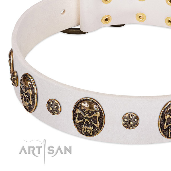 Rust resistant buckle on full grain genuine leather dog collar for your pet