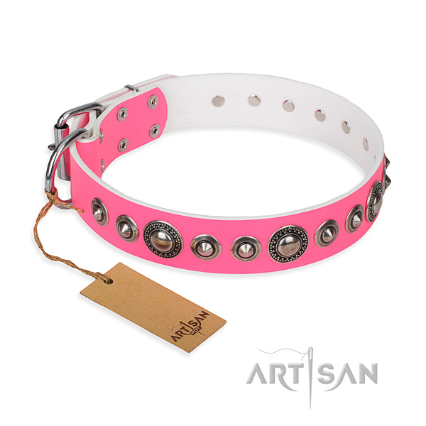 Full grain genuine leather dog collar made of best quality material with corrosion proof D-ring