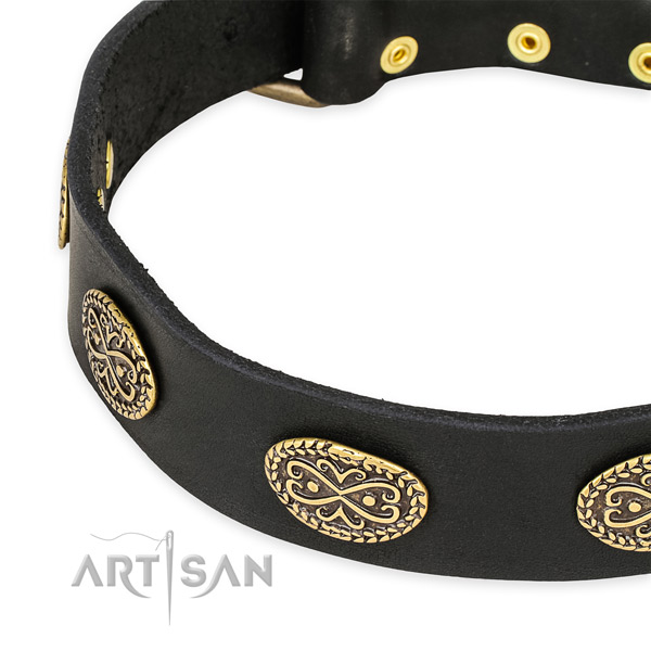 Exceptional full grain natural leather collar for your stylish canine