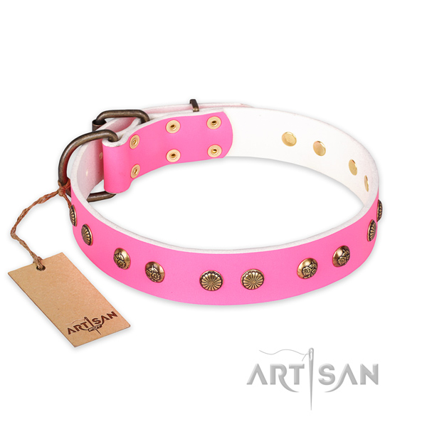 Perfect fit leather dog collar with durable hardware