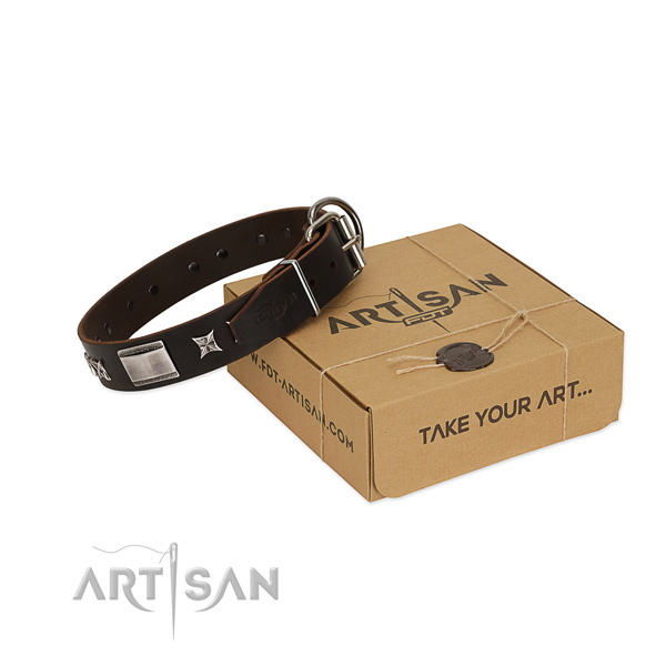 Easy wearing collar of full grain leather for your beautiful dog