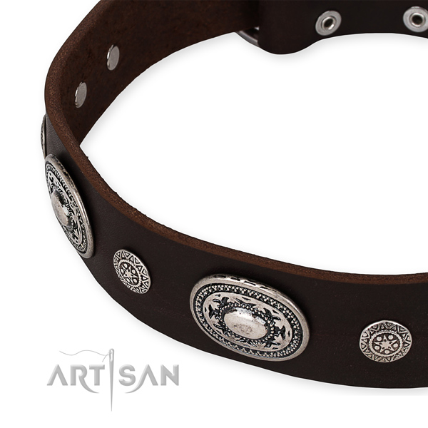 Top notch leather dog collar handmade for your attractive doggie