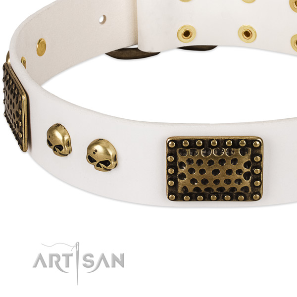Rust-proof fittings on full grain leather dog collar for your dog