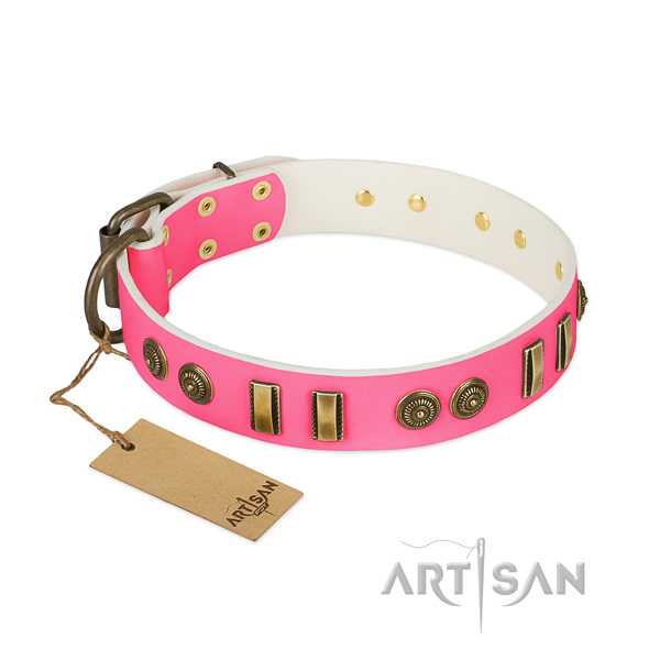 Handmade full grain natural leather collar for your canine