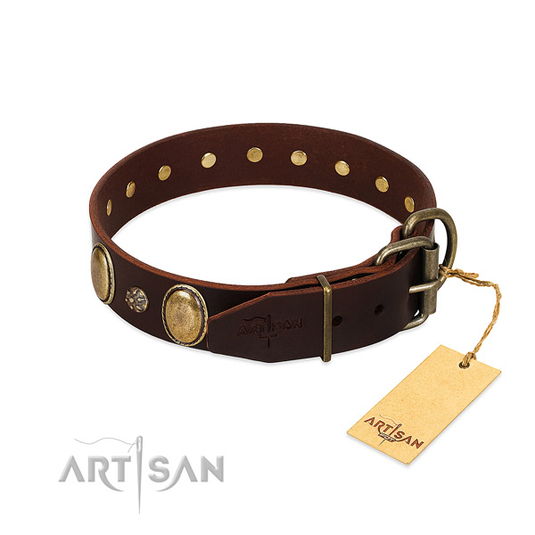 Comfy wearing soft to touch leather dog collar