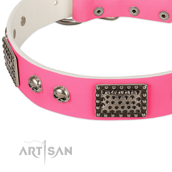 Durable hardware on genuine leather dog collar for your canine