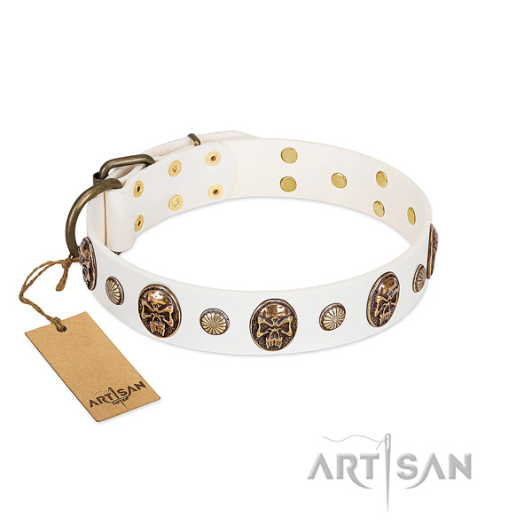 Exquisite full grain genuine leather dog collar for daily use