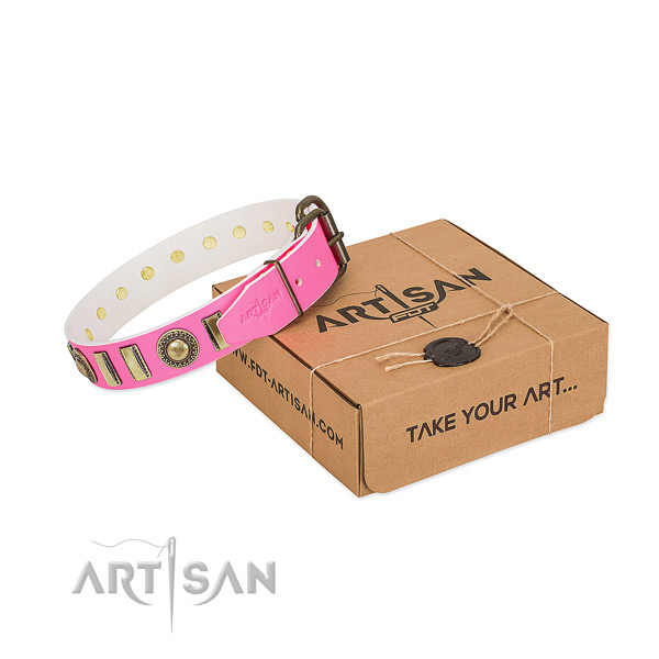 Durable genuine leather dog collar crafted for your dog