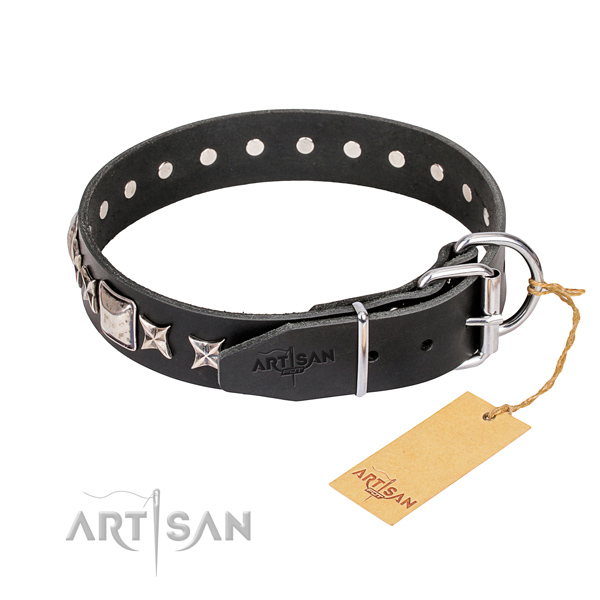 Fine quality decorated dog collar of leather