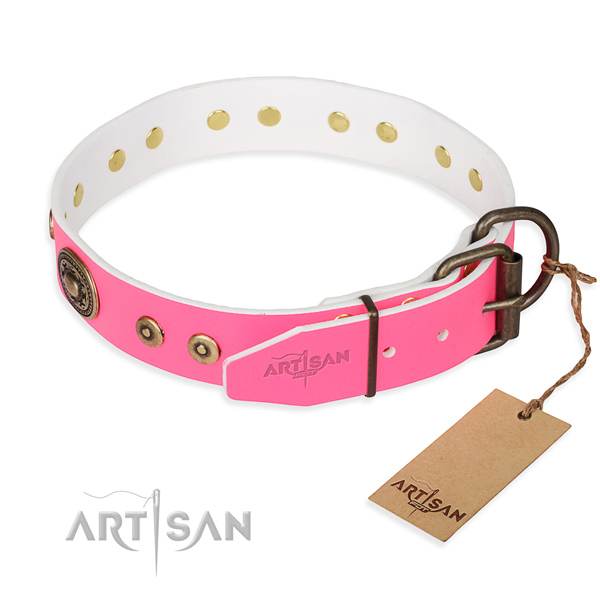 Leather dog collar made of top rate material with corrosion proof studs
