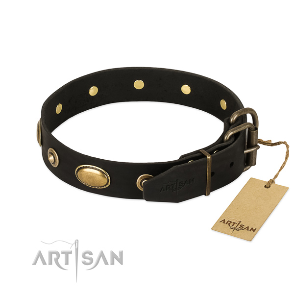 Durable fittings on leather dog collar for your dog