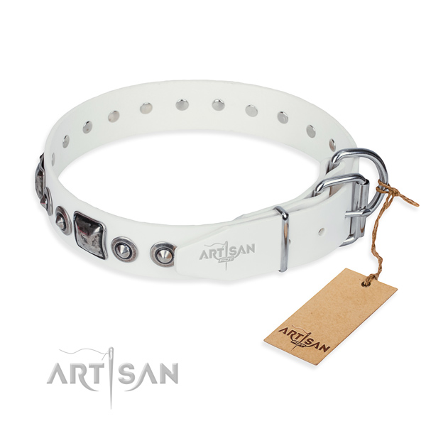 Top notch natural genuine leather dog collar created for daily use