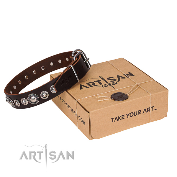 Durable leather dog collar