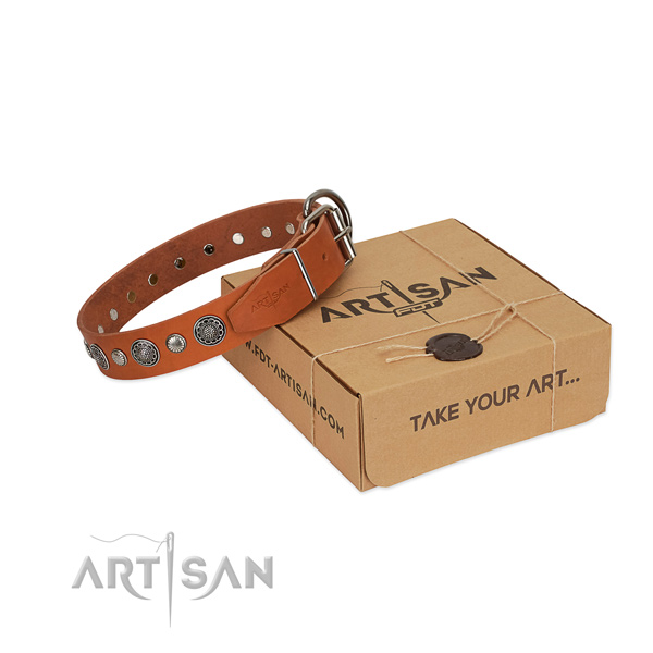 Natural leather collar with strong traditional buckle for your impressive doggie