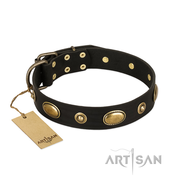 Fine quality full grain natural leather collar for your canine