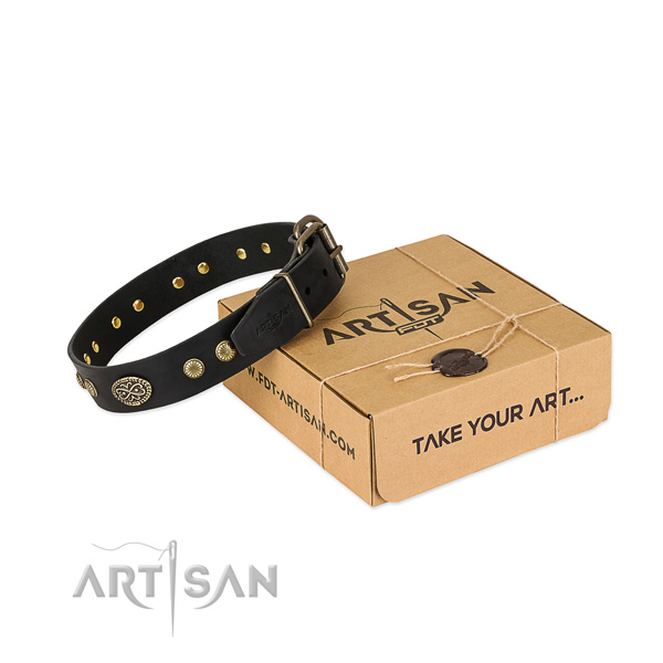 Durable studs on full grain leather dog collar for your pet