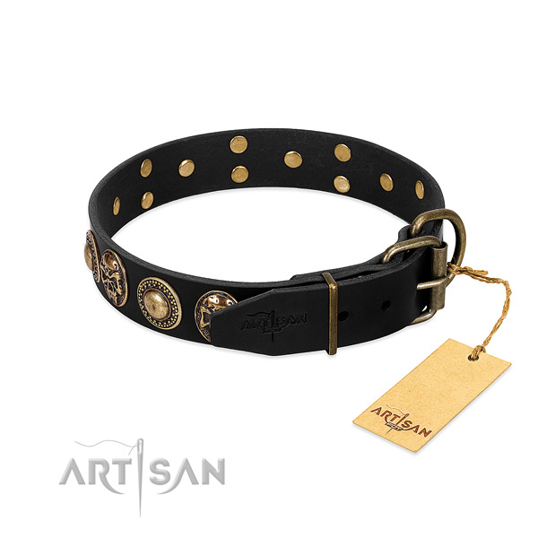 Reliable D-ring on comfortable wearing dog collar