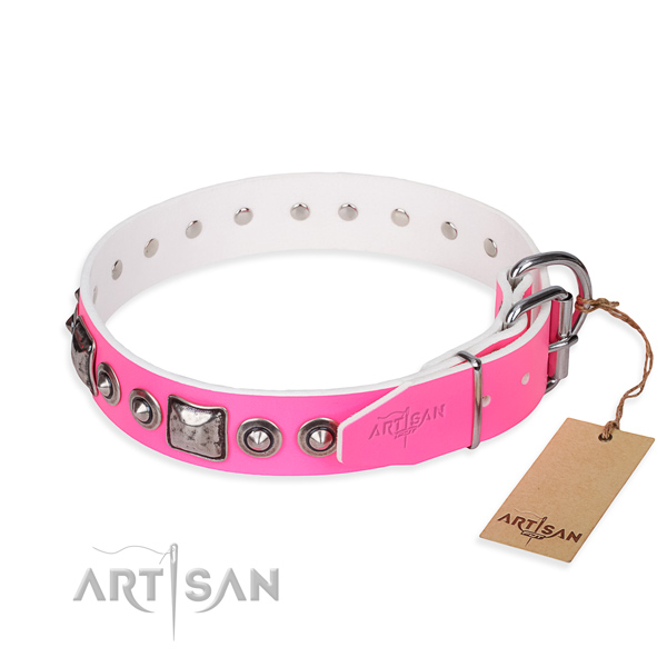 Best quality full grain leather dog collar handmade for easy wearing