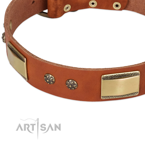 Durable fittings on genuine leather dog collar for your dog