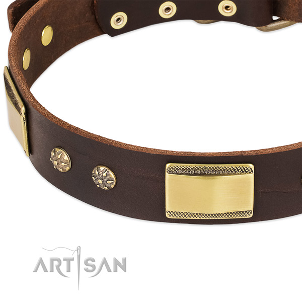 Strong studs on full grain natural leather dog collar for your pet