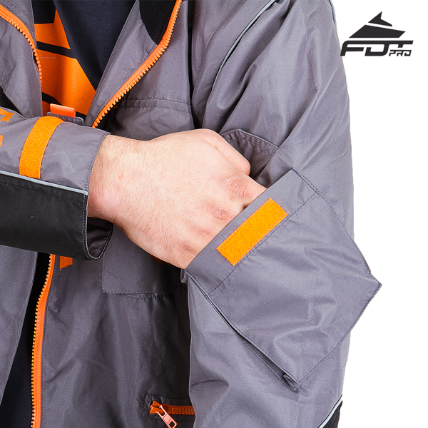 Grey FDT Professional Design Dog Tracking Jacket with Reliable Sleeve Pocket