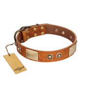 "Perfect Blend" FDT Artisan Tan Leather German Shepherd Collar 1 1/2 inch (40 mm) wide