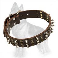German Shepherd Leather Spiked Collar