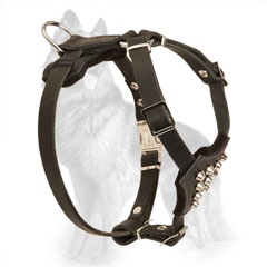 Studded Leather German-Shepherd Puppy Harness with Adjustable Straps