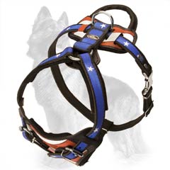 Leather German-Shepherd Harness Painted with American Pride