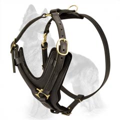 Leather German-Shepherd Dog Harness With Brass  Hardware